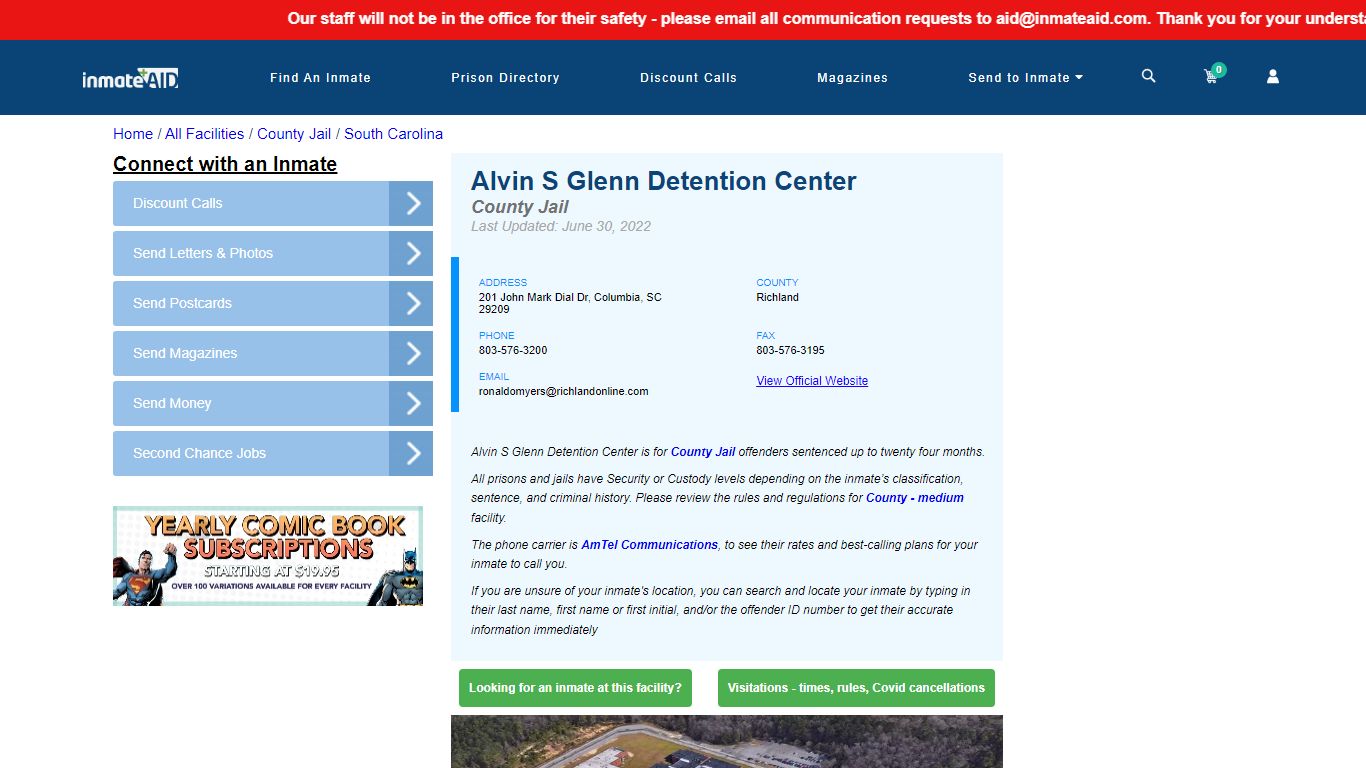 Alvin S Glenn Detention Center - Inmate Locator - Columbia, SC