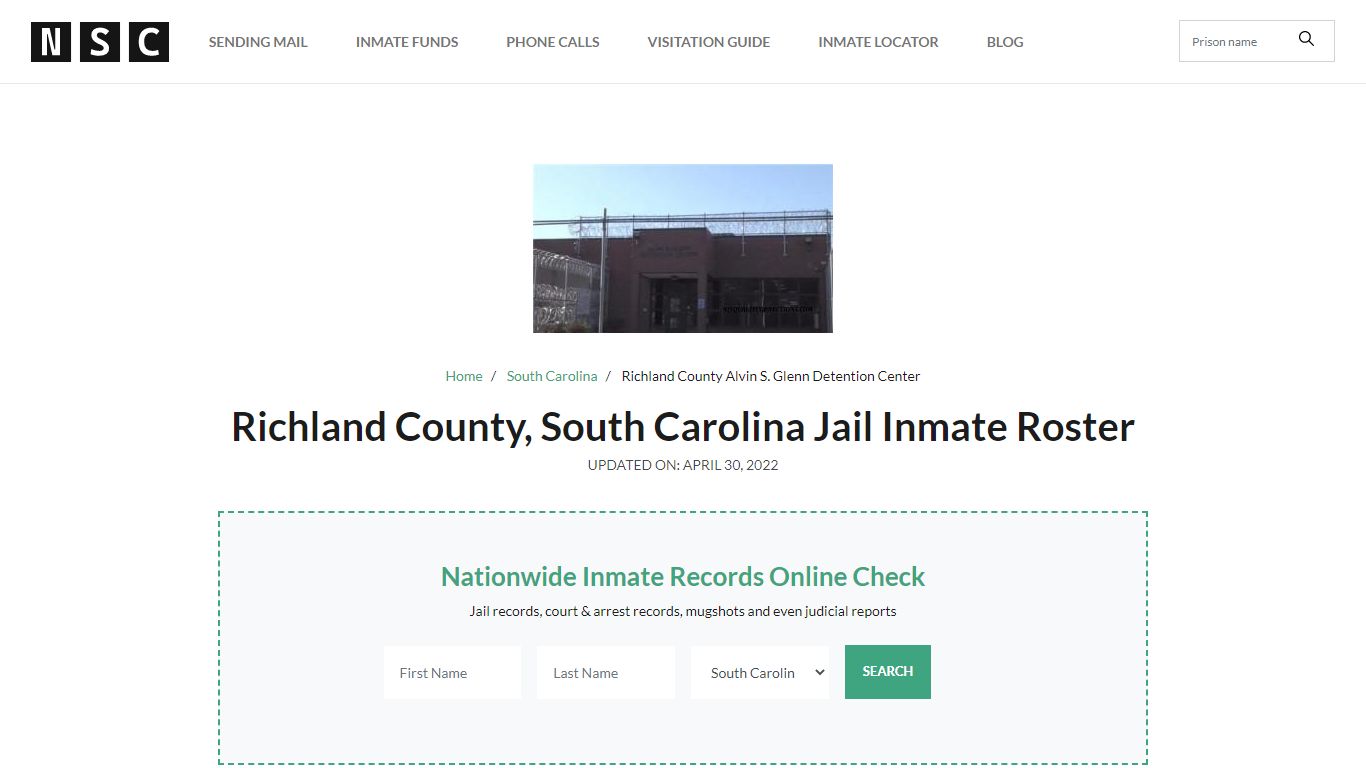 Richland County, South Carolina Jail Inmate List